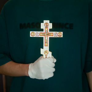 צלב ברכה אורתודוקסי HT, צלב ליטורגי אורתודוקסי נישא ביד, יציקת מתכת לקישוט כנסיות, ציוד דתי נוצרי - Product Image 5