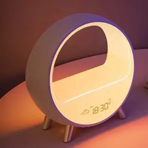 Lonvel Letter Shape Wireless Charger Led Table Lamp Home Decoration Lamp with Wifi Speaker Clock Alarm Smart APP Weather Display