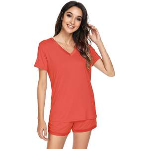 Ensemble de pyjama en viscose de bambou pour femmes, manches courtes, vêtements de nuit, taille plus, S-4X, pyjama d'été rafraîchissant - Product Image 2