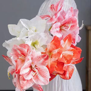 LO-610 Vente en gros 64cm Fleur artificielle réaliste au toucher humide Clivia à tige unique <span class=keywords><strong>Amaryllis</strong></span> Fleur artificielle pour la décoration de la maison - Product Image 6