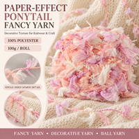 Fil fantaisie en slub 100% polyester rose ombré, ruban plat doux et moelleux pour tricot à la main, crochet, écharpes, pulls – Fournisseur d'usine chinoise