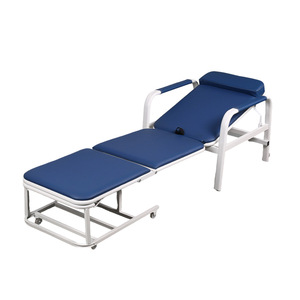 Silla de Acompañante para Hospital, Reclinable, Plegable, Metálica Azul, Portátil, para Pacientes, Uso con Suero Intravenoso - Product Image 1