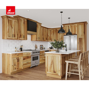Bon <span class=keywords><strong>prix</strong></span> Personnalisé Teinté Rustique Noueux Bois Massif Nature Bois Shaker Conception d'armoire de cuisine avec îlot Cuisine Fonctionnelle - Product Image 5