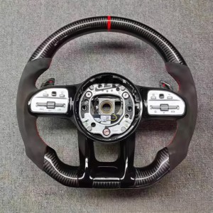 Volante de Fibra de Carbono con Cuero Negro y LED RPM, Mejora Deportiva para <span class=keywords><strong>Mercedes</strong></span>-<span class=keywords><strong>Benz</strong></span> <span class=keywords><strong>AMG</strong></span> Clase C/E/S - Product Image 5