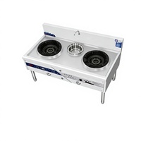 Cuisinière à gaz professionnelle à double foyer haute efficacité, température unique, double cuve, pour service intensif en restaurant