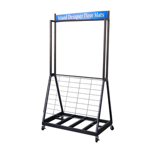 Hiện đại xoay kim loại lưới Bảng điều chỉnh Thảm hiển thị đứng đơn giản Rack hiển thị với bánh xe cho thảm hiển thị - Product Image 1
