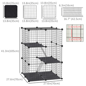 Vente flash : <span class=keywords><strong>Cage</strong></span> pour animaux de compagnie en métal à 3 niveaux, détachable, grande, pour lapins, enclos modulaire combinable pour petits animaux - Product Image 3
