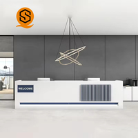 Comptoir de réception en bois de teck pour le bureau Shinestone Luxury Design Hotel Beauty Salon Company Réception Réception