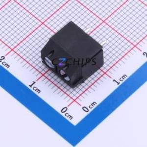 DB301V-5.0-2P-BK-S Screw Terminal Block Through hole Component (THT),P=5mm Connector 1x2P 5mm Black Through Hole - Product Image 1