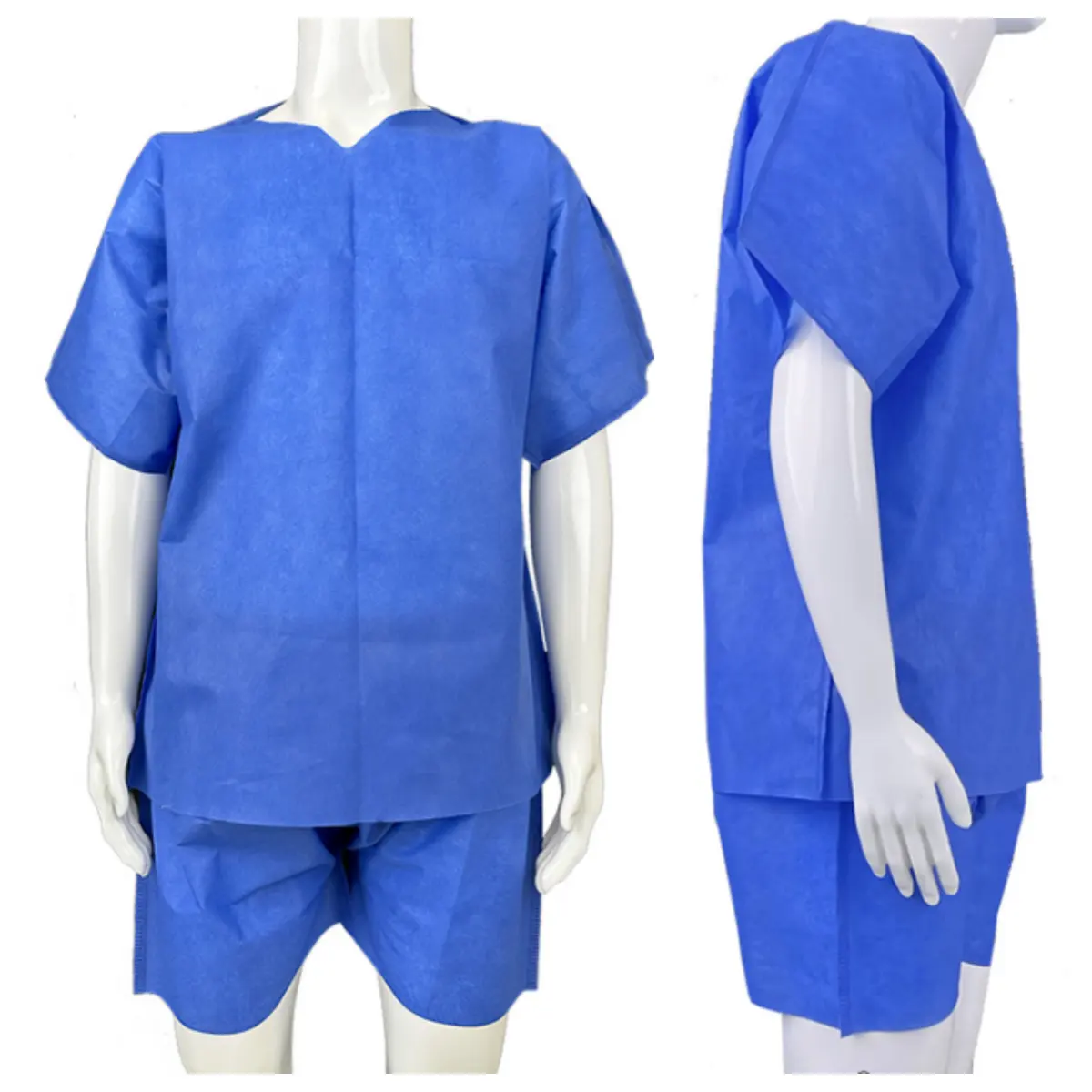 Gaun pasien lengan pendek PP/SMS, gaun seragam rumah sakit, Scrub bedah, setelan untuk dokter perawat
