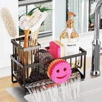 Support de lavabo en forme de visage souriant, porte-brosse amovible, porte-éponge, essentiels et gadgets de cuisine pour évier