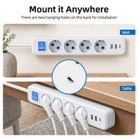 Multiprise PHEIYON 4 prises UE avec ports de charge USB-A et USB-C, 16A 3680W, interrupteur principal marche/arrêt, pour usage hospitalier