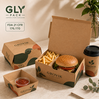 Boîte à combo burger et frites en kraft imprimée sur mesure avec séparateur, emballage alimentaire jetable de qualité alimentaire pour la restauration rapide à emporter pour les restaurants