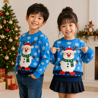 Pull tricoté de Noël imprimé hiver 100% acrylique chaud respirant unique motif hybride bonhomme de neige renne flocons de neige festif sur le devant