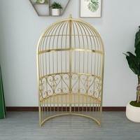 Meubles d'extérieur en fer forgé de style européen Ensemble de chaises de sol en cage à oiseaux semi-circulaires pour la photographie de jardin-Canapé double simple