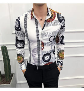 Camisa de Manga Longa para Homens, Camisa Jacquard com Botões para Casamento e Festa, Camisa Slim Fit Totalmente Estampada QS1215A18 - Product Image 5