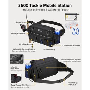 Sac de pêche CVLIFE, 12,5x8,2x3,4 pouces, résistant à l'eau, avec boîte 3600 et pochette étanche - Product Image 2