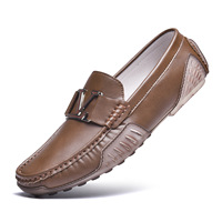 Chaussures de conduite décontractées pour hommes, grandes tailles, en cuir véritable, à enfiler, semelle souple, faites à la main, toutes saisons, tendance mode, directement de l'usine