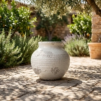 Vase en céramique Wabi-Sabi blanc antique à glaçure craquelée, fait main, en poterie texturée, style ferme, durable pour un décor vintage