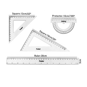 Foska Trong Suốt 4 Pcs Vòng Tròn Vẽ La Bàn Tam Giác Trường Math Nhựa Hình Học Cụ Thước Bộ - Product Image 2