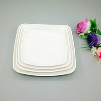 Vente en gros d'assiette en mélamine carrée blanche écologique de haute qualité 6.5/7.5/8.5/9.5 pouces plat en plastique pour restaurant à usage domestique