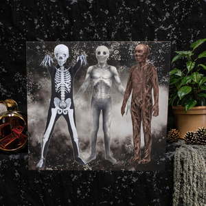 Body unisex con estampado 3D de esqueleto, disfraces de Halloween de TV y películas, faldas luminosas de calavera de terror para niños, hechas de poliéster. - Product Image 3