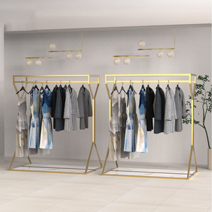 Estante de ropa colgante de doble cara personalizado, estante de exhibición de ropa para bolsas de zapatos, estantes de ropa dos en 1, estante de ropa dorado - Product Image 6