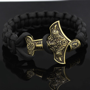 Pulsera Vikinga Cuervo Vegvisir Brujula Runa Nordica Trenzada Cadena Hombre Unisex <span class=keywords><strong>Bronce</strong></span> Antiguo Joyeria Venta Por Mayor - Product Image 2
