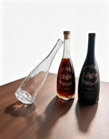 Bouteille en verre pour spiritueux, 650 ml, 750 ml, transparente, avec bouchon, pour le stockage du whisky et des liqueurs – Meilleures ventes