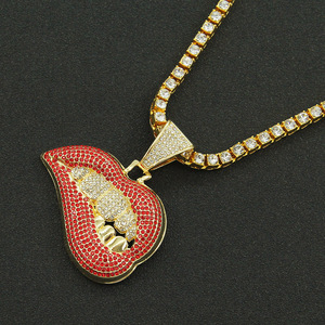 Collares con Colgante de Labios y Dientes Rosados Personalizados para Hombres, Estilo Dominante, Genial y Exagerado, Joyería de Moda - Product Image 2