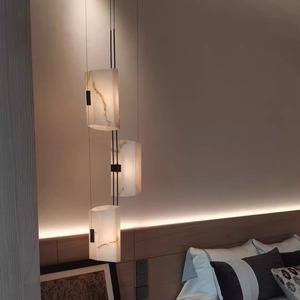 Modern Minimalist Marble Pendant Light Led Rectangle Bedroom Hotel Decorative Fixture - Product Image 1