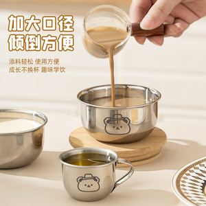 Vaso de acero inoxidable para bebé con asa, 80 ml, 220 ml, diseño de dibujos animados, para niños, vajilla para beber - Product Image 3