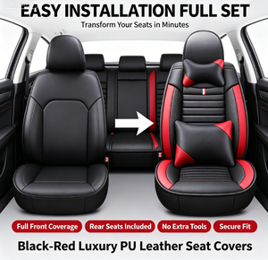 Housses <span class=keywords><strong>de</strong></span> siège <span class=keywords><strong>auto</strong></span> YMSD compatibles airbag en PU – Ensemble imperméable, résistant à l'usure, toutes saisons, design minimaliste, découpes pré-établies - Product Image 3