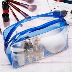 Vacation Travel Bathroom Tidy up Toiletry Transparent Pvc Zipper Portable Blue Cosmetic Bags and <b>Cases</b> - Product Image 3
