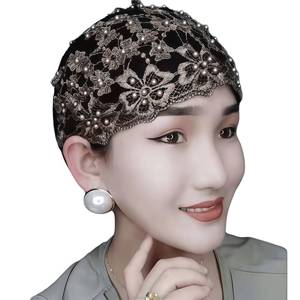 Pañuelo islámico YASEEN de encaje elástico con perlas para mujer, moda musulmana, ecológico, transpirable, adecuado para todas las estaciones. - Product Image 2