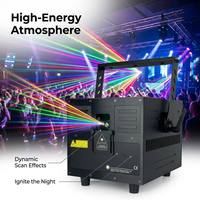 Proyector Láser Profesional RGB de 10W a Todo Color, Control DMX512, para Fiestas, Discotecas, Escenarios, Animación, Clubes Nocturnos, DJ, Bares - LED