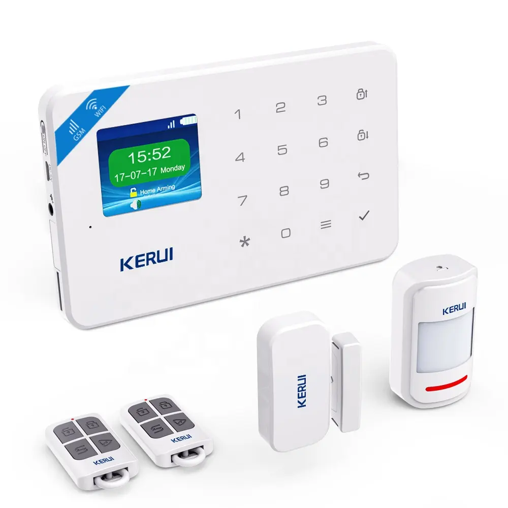 Kit de sistema de seguridad de alarma a precio de fábrica Kerui Panel de color TFT de 2,4 pulgadas con sensor de puerta PIR