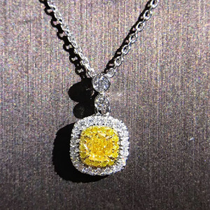CAOSHI-collar cuadrado para mujer, puras de circonita colgante de cristal de piedras preciosas, Plata de lujo, color amarillo real - Product Image 6