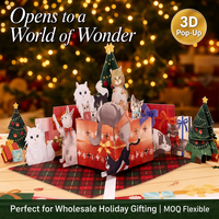 Tarjeta de Navidad 3D Pop-up con Gato y Luz LED WINPSHENG, Certificación FSC, Logotipo Personalizado OEM, Proveedor de Tarjetas de Felicitación para Pedidos al por Mayor