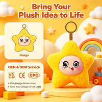 Porte-clés en peluche étoile jaune personnalisé en gros, jouet en peluche doux Kawaii en forme d'étoile à cinq branches, breloque de sac, cadeau mignon pour filles et enfants, jouets en peluche animaux