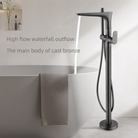 Robinet de baignoire sur pied monocommande eau froide/chaude avec douchette pour salle de bain