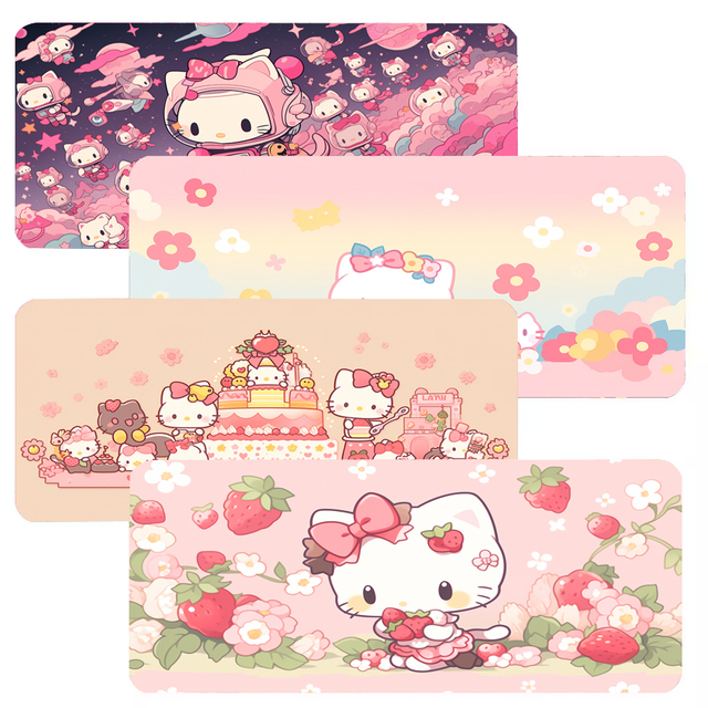 Hello Mouse Pad Printing Special Shape Mousepad Sublimation Cartoon Desk Mat Cute Girls 90x40cm