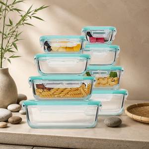 8 boîtes de conservation alimentaire en verre, hermétiques, pour préparation de repas, avec couvercles à fermeture étanche, compatibles micro-ondes et congélateur, sans BPA - Product Image 1