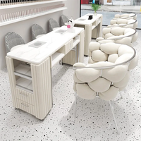 Ensemble table et chaise de manucure de luxe moderne, chaise rembourrée Cloud, table de salon de manucure avec tiroirs de rangement pour salon de beauté