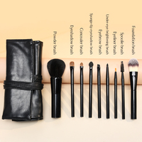 Prix d'usine, ensemble de 9 pinceaux de maquillage professionnels de haute qualité, synthétiques, noirs, luxueux, personnalisés, pour le visage