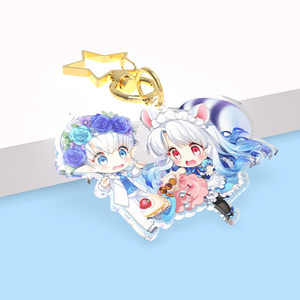 Custom Logo Cute Anime Acrylic Car Keychain Charms Clear Plastic Key Chain Ring Holder Llavero