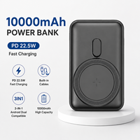 Batterie externe à charge rapide pour smartphone PD22.5W, capacité élevée de 10 000 mAh, batterie externe 3 en 1, compatible Android, câble intégré, nouveau