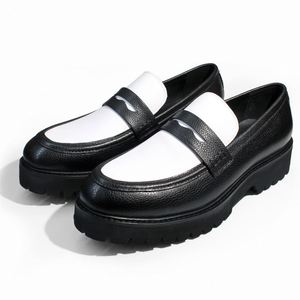 High-top Soft Cowhide Dress <b>Shoes</b> 39-46 Sizes Contrasting Black White <b>for</b> <b>Men</b> Suitable <b>for</b> Party Autumn Office Career - Product Image 1