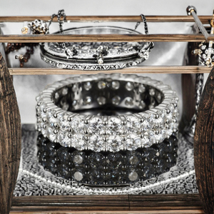 Bague Tennis Moissanite Hip Hop Tendance en Argent Fin S925 avec Design Moissanite Complet à Deux ou Trois Rangs pour Dropshipping - Product Image 6