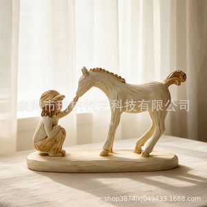 Modern Children Horse And <b>Elephant</b> Resin Craft Figurine Home Decoration Artistic Cartoon Style Tabletop Ornament - Product Image 4